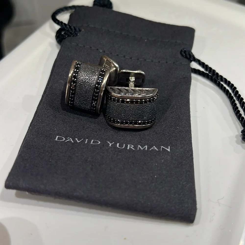 David Yurman black Diamond chevron cufflinks